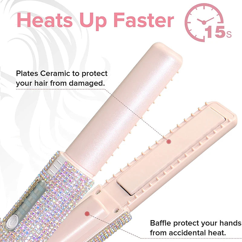 Portable Hair Straightener With Rhinestones - BeautyHacks