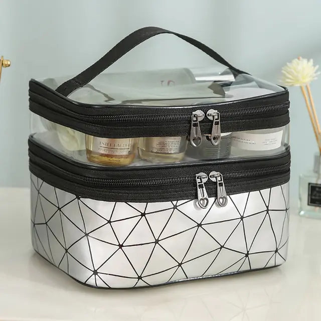 Multifunction Double Transparent Cosmetic Bag - BeautyHacks