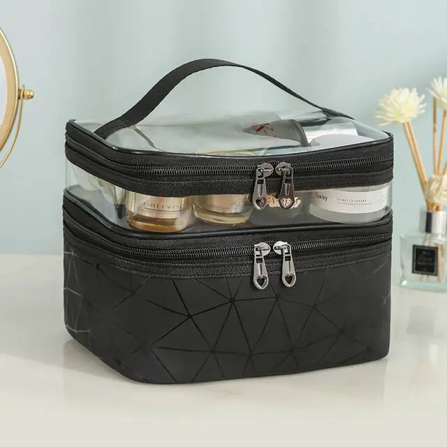 Multifunction Double Transparent Cosmetic Bag - BeautyHacks