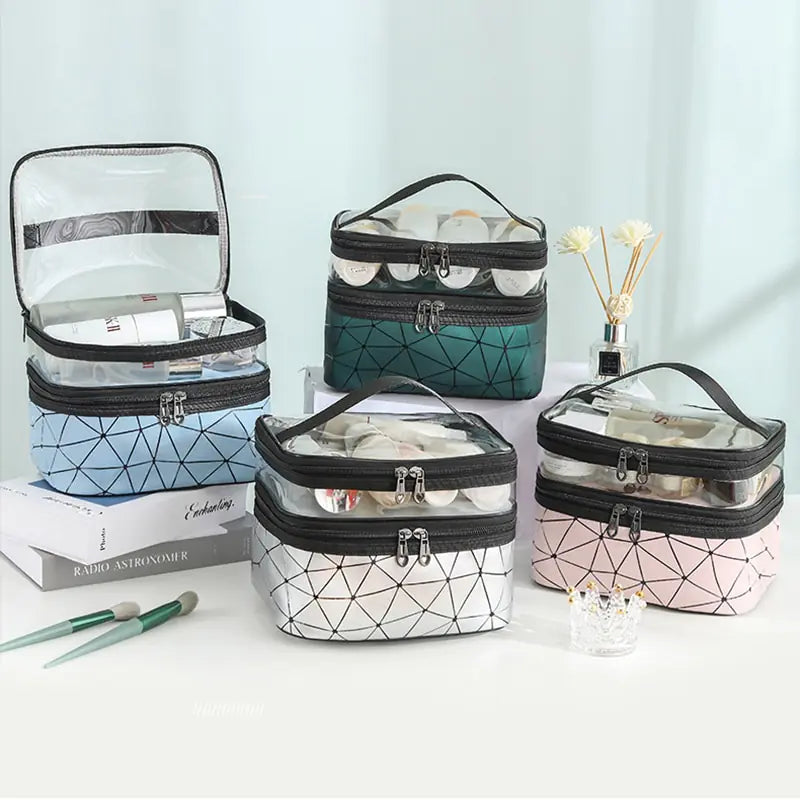 Multifunction Double Transparent Cosmetic Bag - BeautyHacks