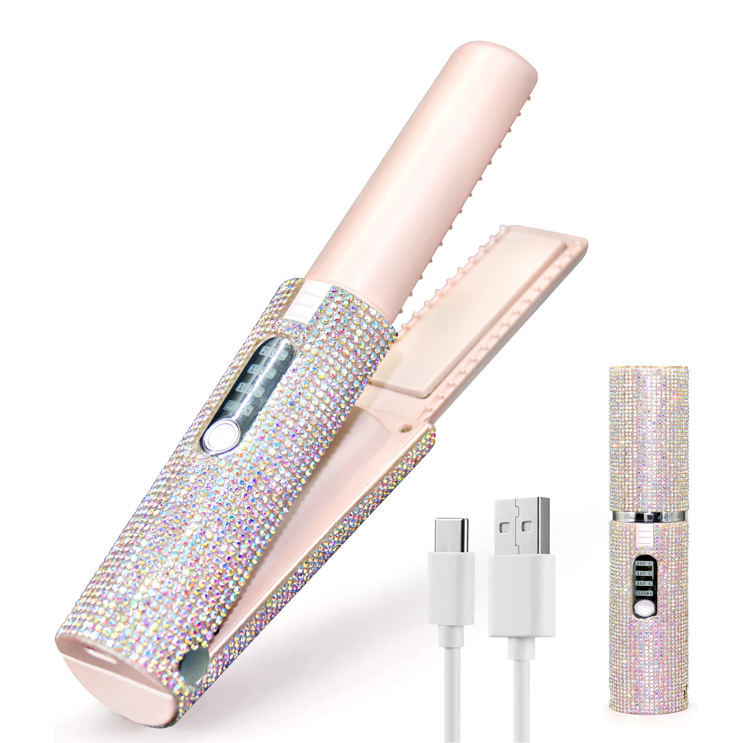 Portable Hair Straightener With Rhinestones - BeautyHacks