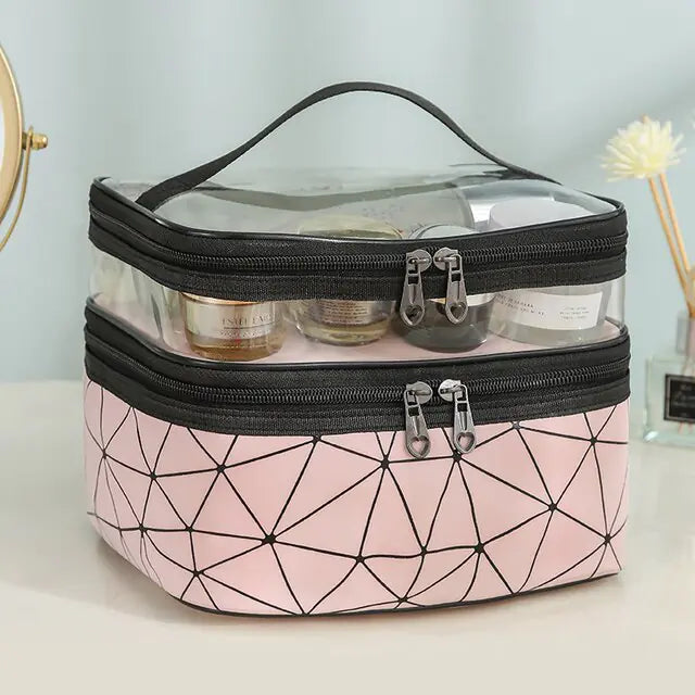 Multifunction Double Transparent Cosmetic Bag - BeautyHacks