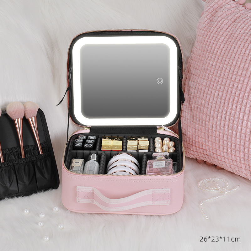 Cosmetic Bag with LED Light & Full-Screen Mirror - BeautyHacks