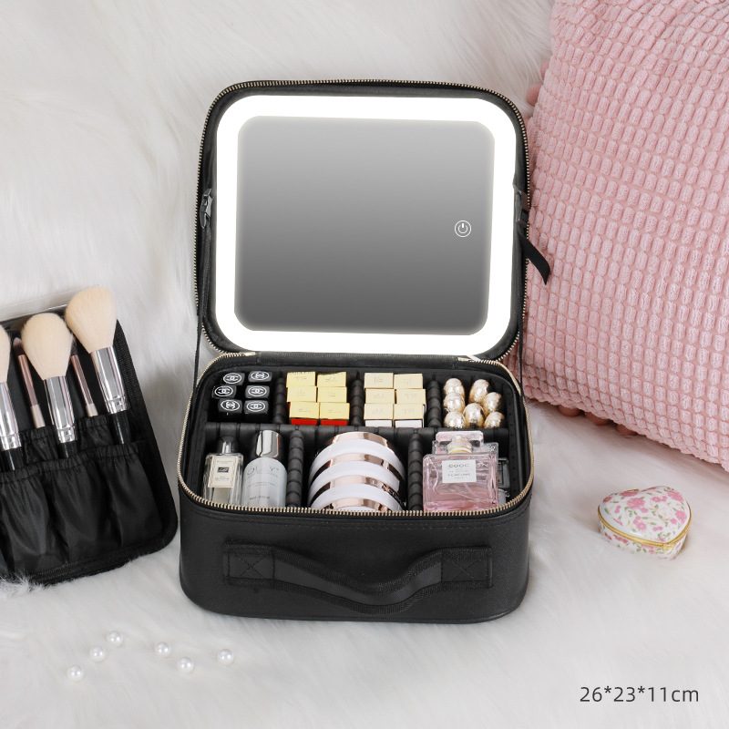 Cosmetic Bag with LED Light & Full-Screen Mirror - BeautyHacks